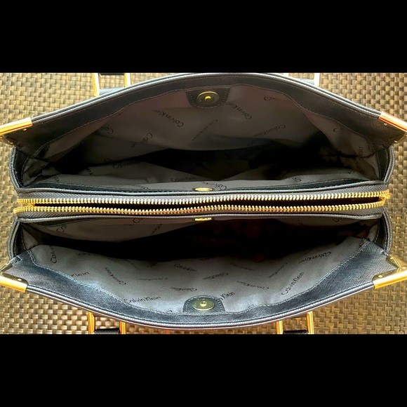 NWOT Calvin Klein Classic Gold Accented Satchel - Picture 12 of 16
